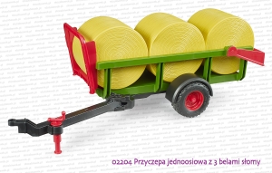 02204 BRUDER Przyczepa jednoosiowa z 3 balotami