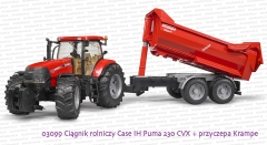 Bruder 03099 Ciągnik rolniczy Case IH Puma 230 CVX + przyczepa Krampe