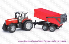 02045 BRUDER Ciągnik rolniczy Massey Ferguson 7480 z przyczepą