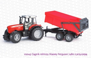 02045 BRUDER Ciągnik rolniczy Massey Ferguson 7480 z przyczepą