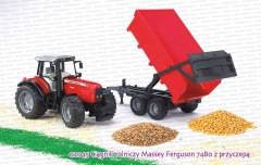 02045 BRUDER Ciągnik rolniczy Massey Ferguson 7480 z przyczepą