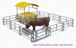 62612 BRUDER Paśnik, płoty, koryto i figurka krowy