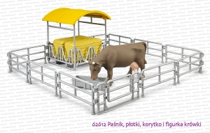 62612 BRUDER Paśnik, płoty, koryto i figurka krowy