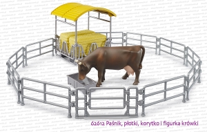 62612 BRUDER Paśnik, płoty, koryto i figurka krowy