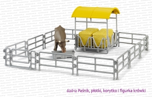 62612 BRUDER Paśnik, płoty, koryto i figurka krowy