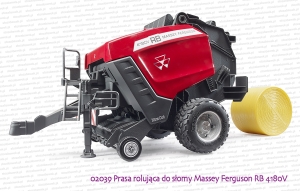 02039 BRUDER Prasa rolująca do słomy Massey Ferguson RB 4180V