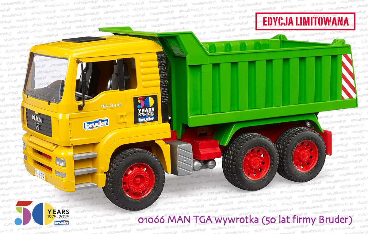 01066 BRUDER MAN TGA wywrotka (50 lat firmy Bruder)