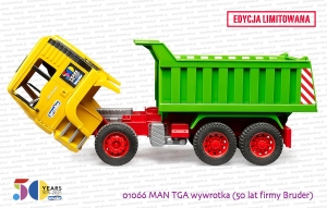 01066 BRUDER MAN TGA wywrotka (50 lat firmy Bruder)