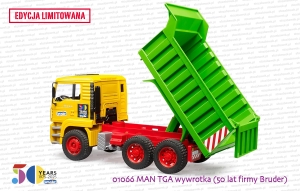 01066 BRUDER MAN TGA wywrotka (50 lat firmy Bruder)