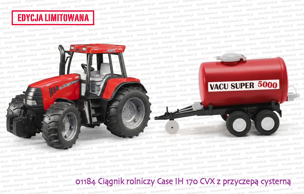01184 BRUDER Ciągnik rolniczy Case IH 170 CVX z przyczepą cysterną