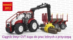 Bruder 03093 Ciągnik rolniczy Steyr CVT 6230 do prac leśnych z przyczepą