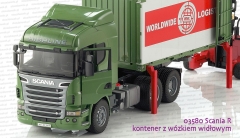 Bruder 03580 Scania R kontener z wózkiem widłowym i dwiema paletami 