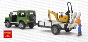 02593 BRUDER Land Rover z przyczepą, koparką JCB i figurką