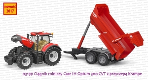 03199 BRUDER Ciągnik rolniczy Case IH Optum 300 CVX + przyczepa Krampe