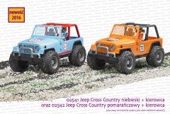 02541 Jeep Cross country niebieski + figurka kierowcy oraz 02542 Jeep Cross country pomarańczowy + figurka kierowcy. Obie zabawki są sprzedawane wyłącznie pojedynczo.