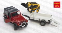 Bruder 02924 Jeep Wrangler z miniładowarką Caterpillar na przyczepie