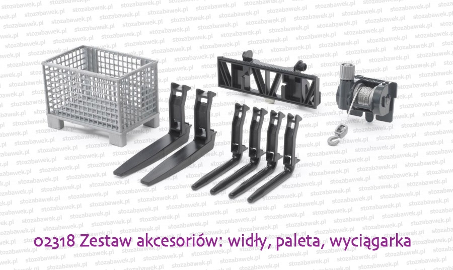 02318 - paleta siatkowa, widły, przejściówka do zamocowania na ładowacz czołowy, wyciągarka