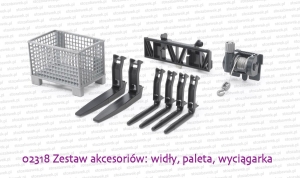 02318 - paleta siatkowa, widły, przejściówka do zamocowania na ładowacz czołowy, wyciągarka
