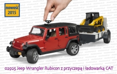 02925 Jeep Wrangler Unlimited Rubicon z przyczepą i ładowarką Caterpillar - jak sterować kołami Jeepa