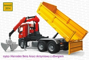 Bruder - 03651 Mercedes Benz Arocs wywrotka z dźwigiem i akcesoriami