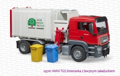03761 BRUDER MAN TGS śmieciarka z bocznym załadunkiem
