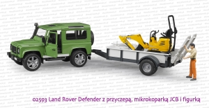 02593 BRUDER Land Rover z przyczepą, koparką JCB i figurką