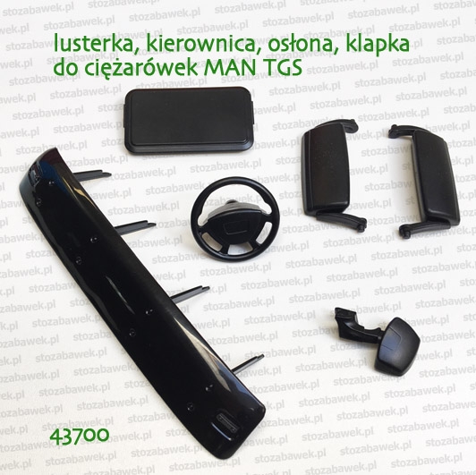 43700 BRUDER Zestaw lusterek, kierownica, klapka do ciężarówek MAN TGS
