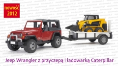Bruder 02924 Jeep Wrangler z miniładowarką Caterpillar na przyczepie