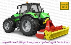 02346 Brona wirnikowa Pöttinger Lion 3002 oraz 03080 ciągnik rolniczy Deutz Agrotron