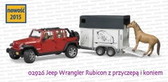 Bruder 02926 Jeep Wrangler Unlimited Rubicon z przyczepą i koniem - w Jeepie zdjęty dach