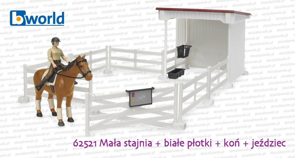 62521 Mała stajnia z koniem, zagrodą i jeźdźcem