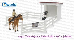 62521 Mała stajnia z koniem, zagrodą i jeźdźcem