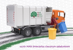 Bruder - 02761 MAN śmieciarka pomarańczowa z bocznym załadunkiem