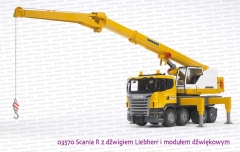 03570 BRUDER Scania R z dźwigiem Liebherr i modułem dźwiękowym
