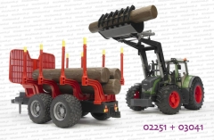 Bruder 02251 Przyczepa leśna z 4 pniami drzew oraz ciągnik Fendt 03041
