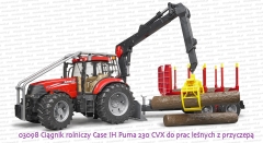 Bruder 03098 Ciągnik rolniczy Case IH Puma 230 CVX do prac leśnych z przyczepą