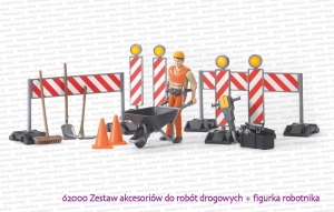 62000 BRUDER Zestaw akcesoriów do robót drogowych + robotnik