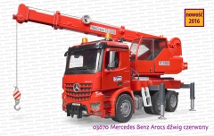 Bruder 03670 Mercedes Benz Arocs dźwig czerwony z modułem dźwiękowym