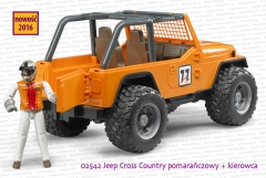 02542 Jeep Cross country pomarańczowy z otwartymi tylnymi drzwiami + figurka kierowcy