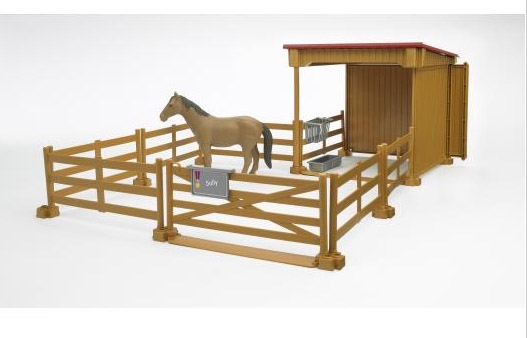 02411 Zagroda z wiatą i koniem