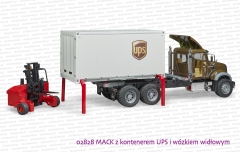 02828 BRUDER MACK z kontenerem UPS i wózkiem widłowym - zdjęty kontener
