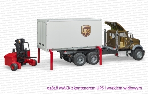 02828 BRUDER MACK z kontenerem UPS i wózkiem widłowym - zdjęty kontener
