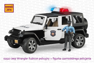 Bruder 02527 Jeep Wrangler Rubicon policyjny + figurka czarnoskórego policjanta