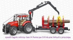 Bruder 03098 Ciągnik rolniczy Case IH Puma 230 CVX do prac leśnych z przyczepą