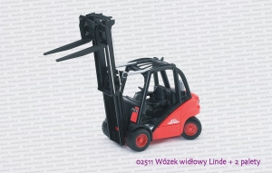 Bruder 02511 Wózek widłowy Linde H30D + dwie palety - pochylane ramię
