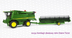 02132 Kombajn zbożowy John Deere T670i - razem z wózkiem transportowym
