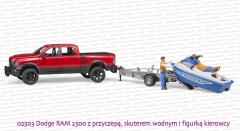 02503 BRUDER Dodge RAM 2500 Pickup z przyczepą, skuterem wodnym i figurką
