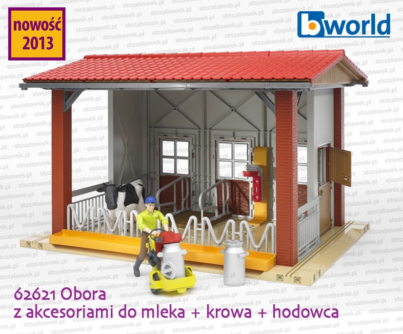 Bruder - 62621 Obora z akcesoriami do mleka + krowa + hodowca