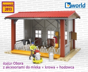 62621 BRUDER Obora z akcesoriami do mleka + krowa + hodowca