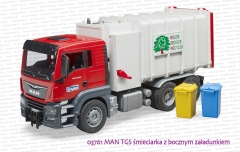 03761 BRUDER MAN TGS śmieciarka z bocznym załadunkiem